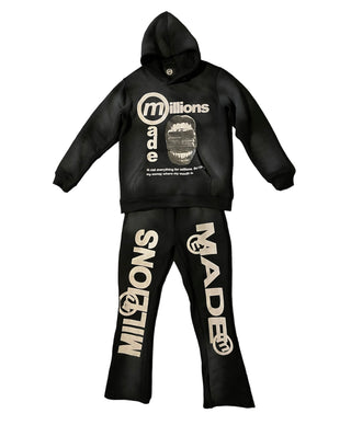 Black Flared Millions Made Sweatsuit (Ready to Ship)(FREE SHIPPING)